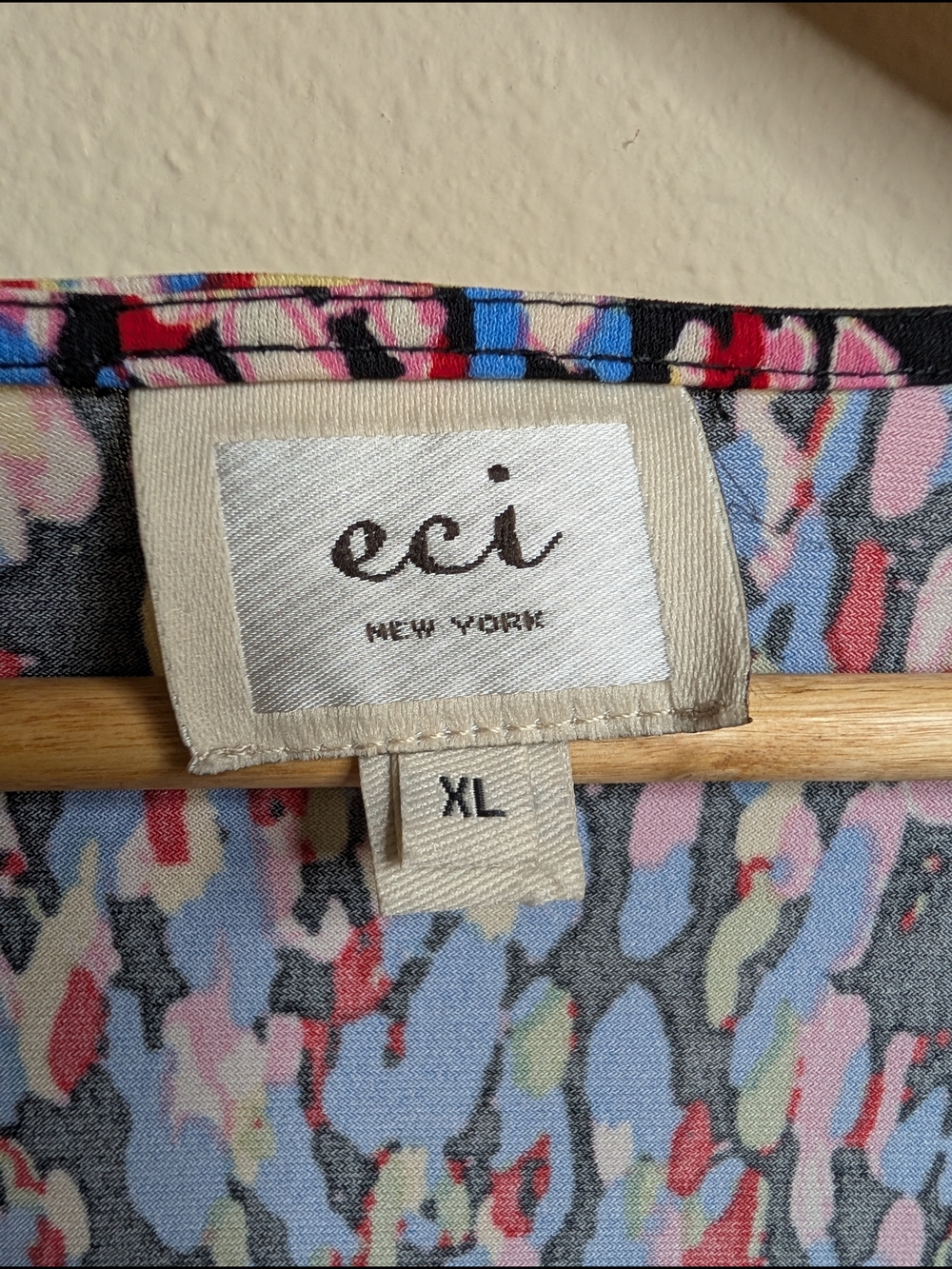 ECI New York Beaded Waist Mini Dress/Tunic Top XL Multicolor Abstract Print - Picture 4 of 7